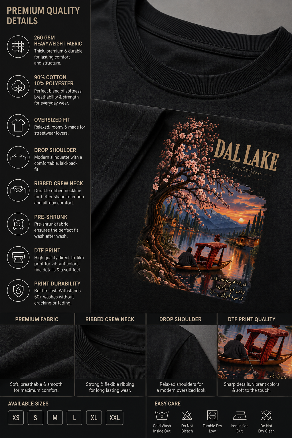 Dal Lake Unisex Terry Oversized 260GSM Tee