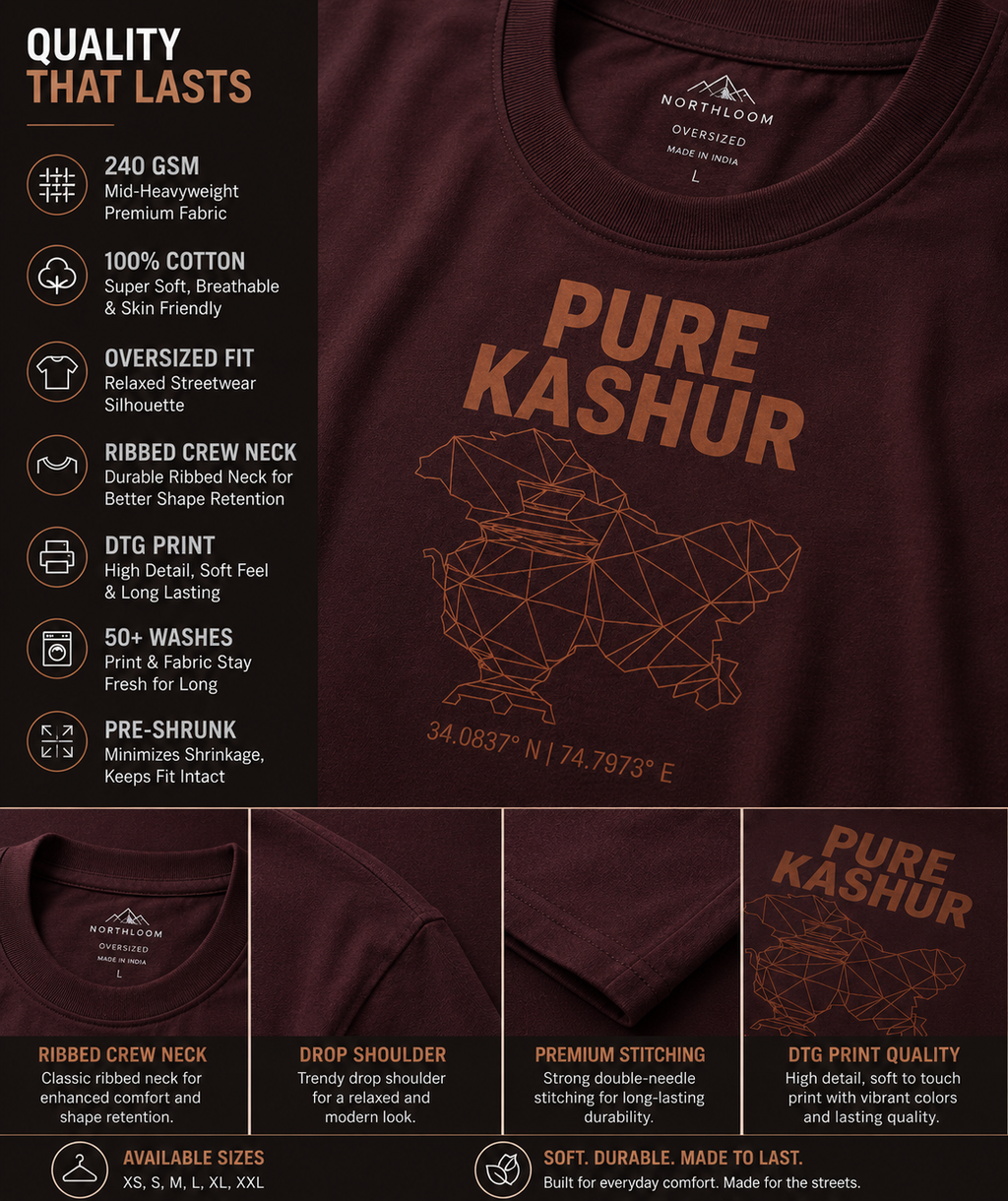 Pure Kashur 240GSM Premium Unisex Oversized Classic T-Shirt