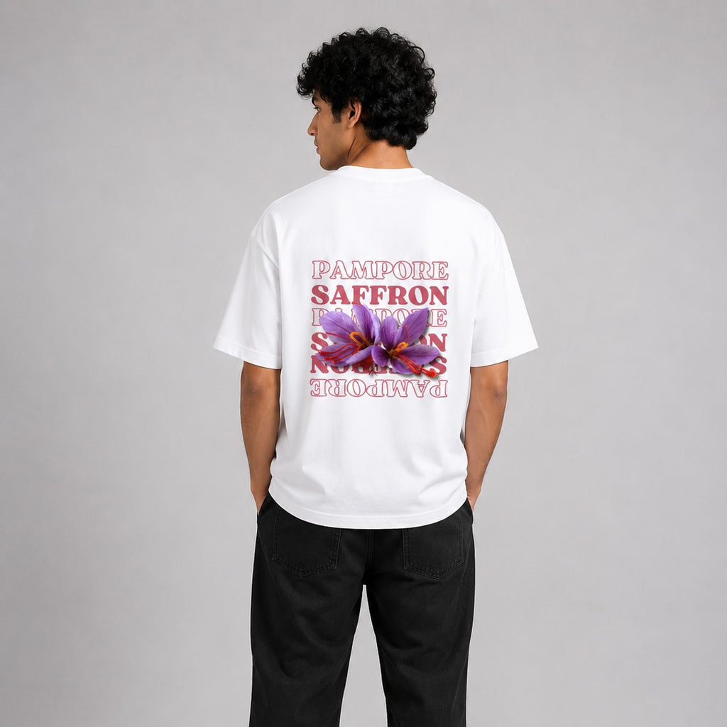Pampore Saffron Oversized Premium Cotton T-Shirt – 240 GSM
