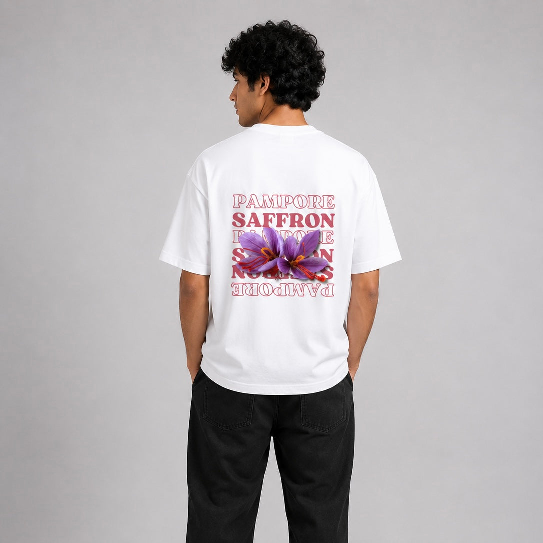 Pampore Saffron Oversized Premium Cotton T-Shirt – 240 GSM