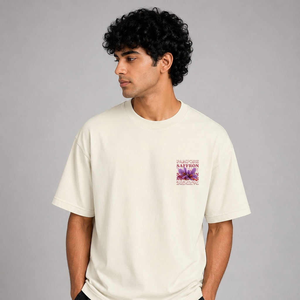 Pampore Saffron Oversized Premium Cotton T-Shirt – 240 GSM