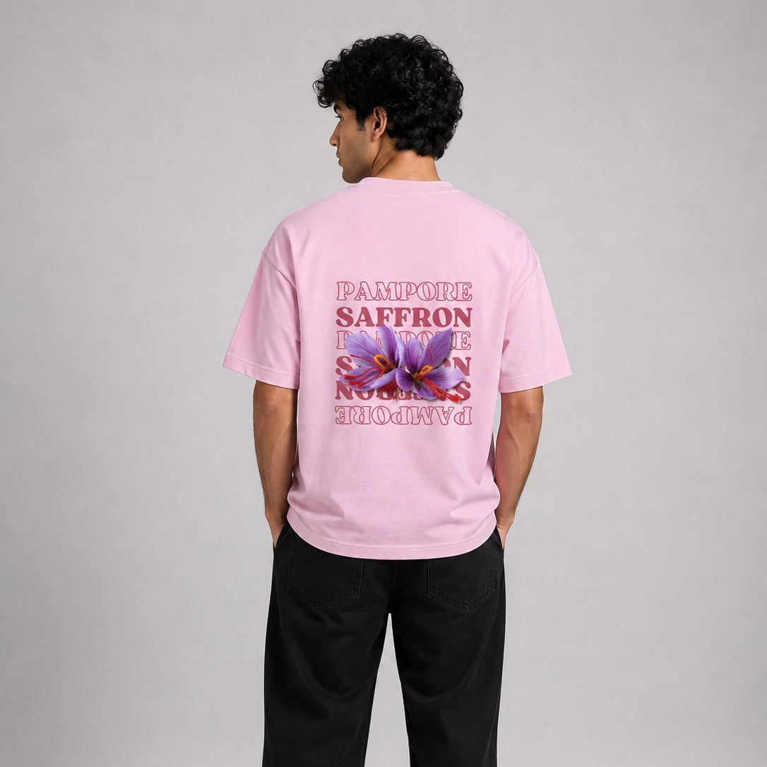 Pampore Saffron Oversized Premium Cotton T-Shirt – 240 GSM