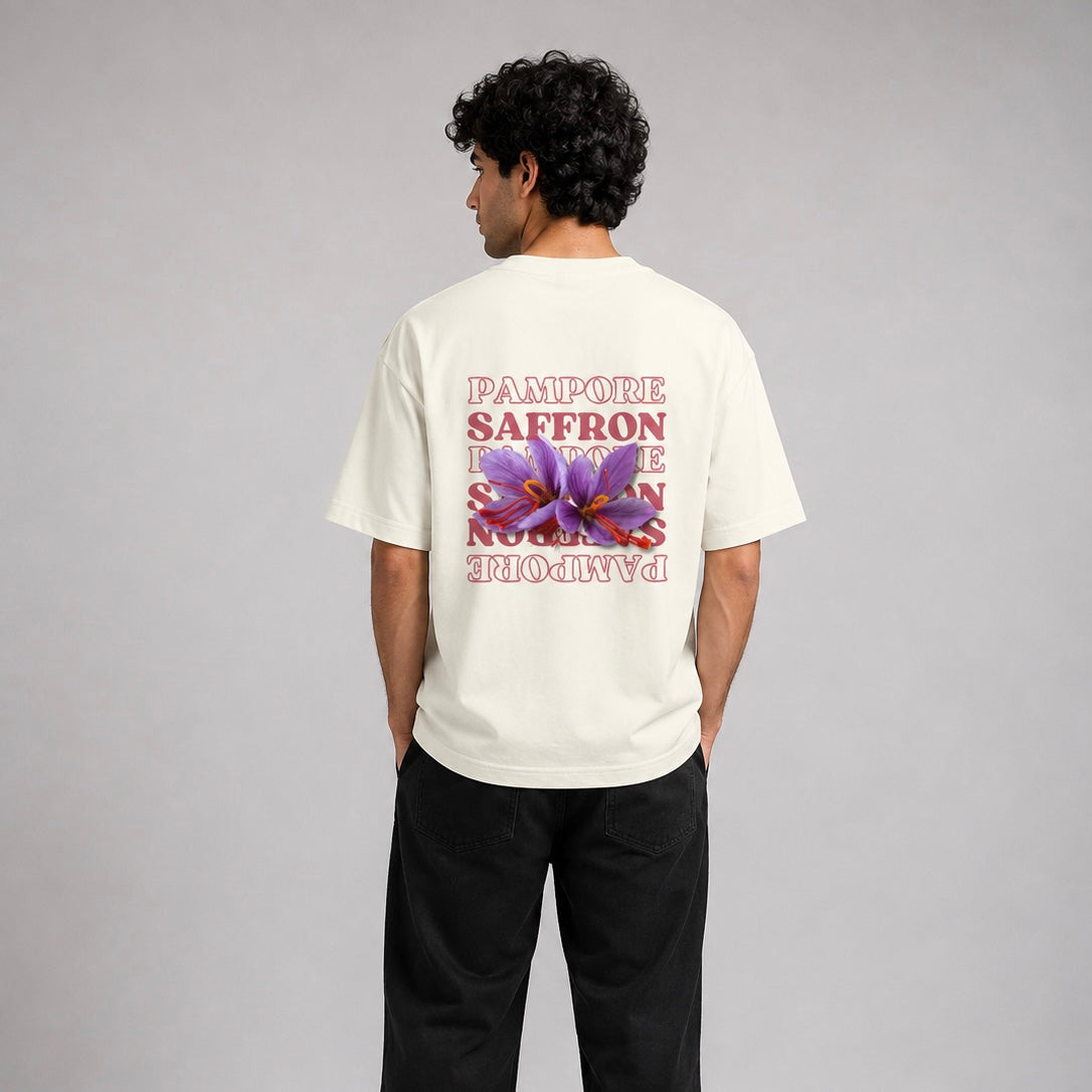 Pampore Saffron Oversized Premium Cotton T-Shirt – 240 GSM