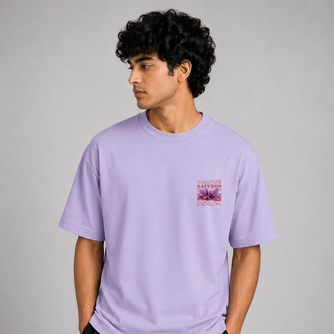 Pampore Saffron Oversized Premium Cotton T-Shirt – 240 GSM