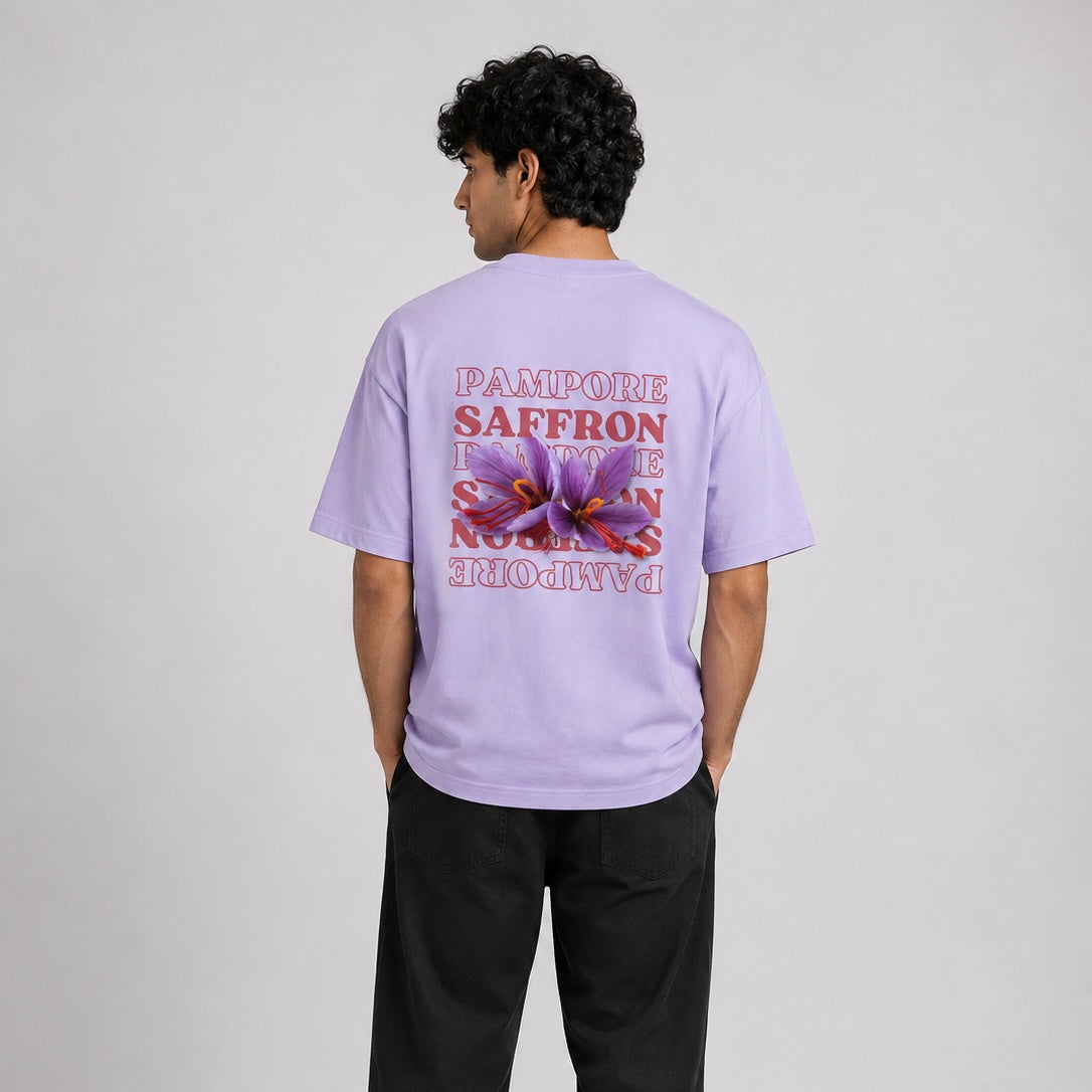 Pampore Saffron Oversized Premium Cotton T-Shirt – 240 GSM