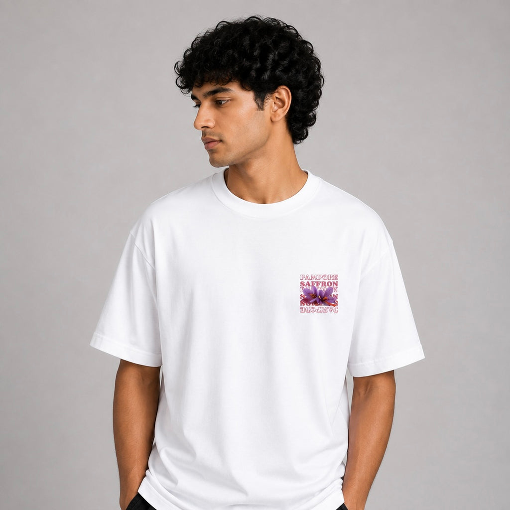 Pampore Saffron Oversized Premium Cotton T-Shirt – 240 GSM