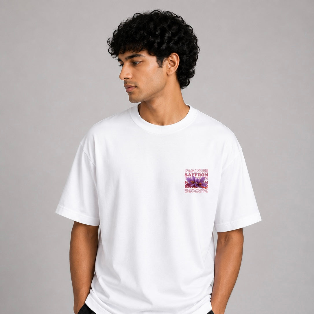 Pampore Saffron Oversized Premium Cotton T-Shirt – 240 GSM