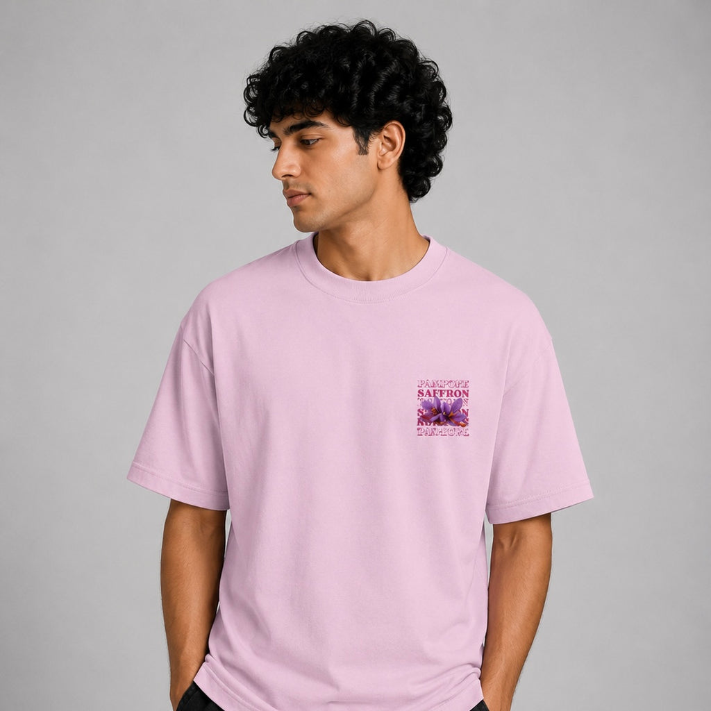 Pampore Saffron Oversized Premium Cotton T-Shirt – 240 GSM