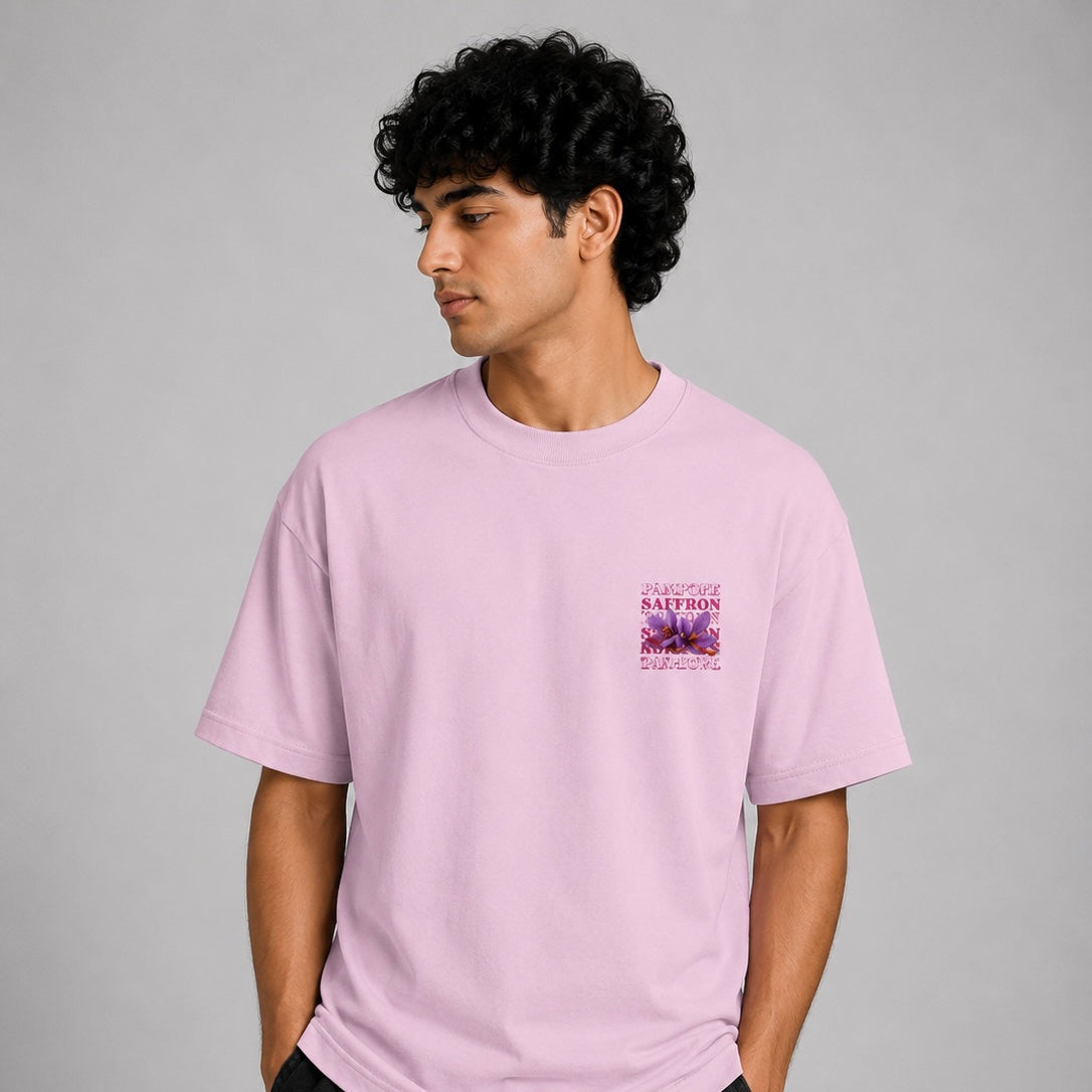 Pampore Saffron Oversized Premium Cotton T-Shirt – 240 GSM